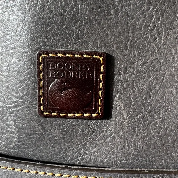 DOONEY BOURKE Florentine Leather Double Strap Shoulder Bag Gray W” Red Interior - Picture 2 of 13